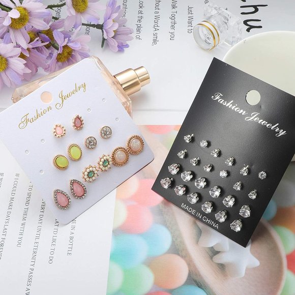 ❤️❤️ NEW 63 Pairs Assorted Multiple Stud Earrings for Women Simple Cute Flow❤️❤️ main image 5